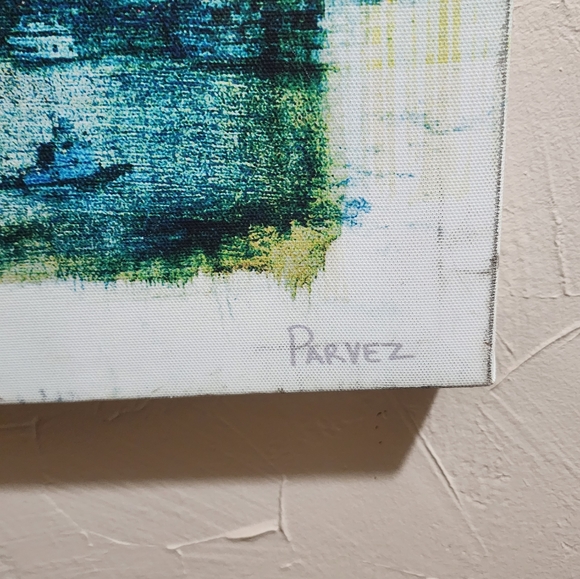 Parvev Taj painting NYC LAKE VIEW 24x36 - Picture 2 of 3